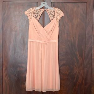 David’s Bridal peach bridesmaid dress